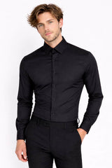 Remus Uomo Tapered Fit Dress Shirt 18300 Parker Black Northern