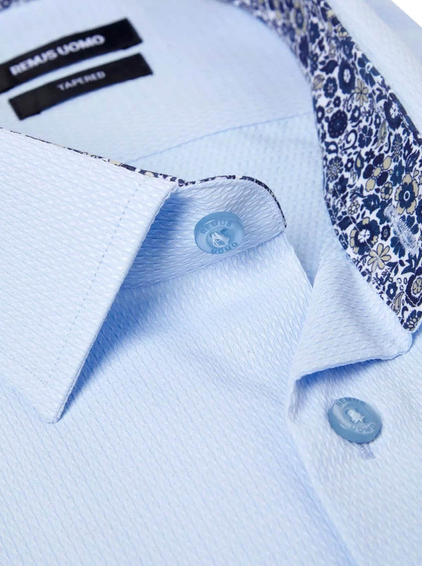 Remus Uomo Tapered Fit Long Sleeve Formal Shirt Light Blue Northern