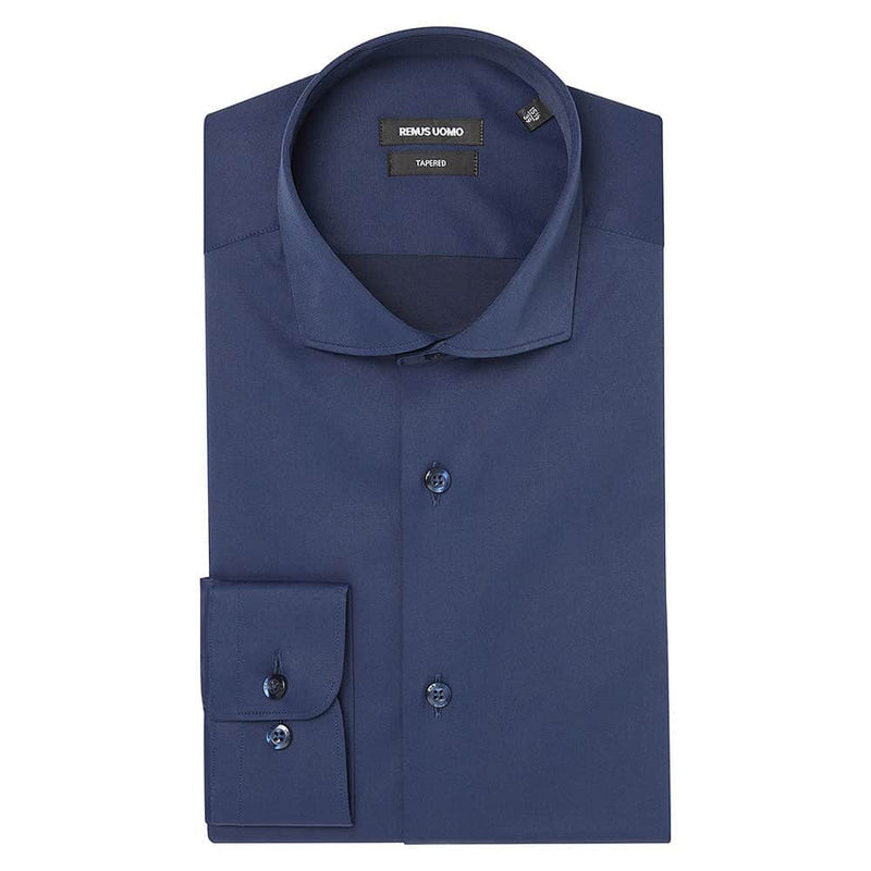 Remus Uomo Tapered Fit Stretch Formal Shirt Navy Northern Ireland