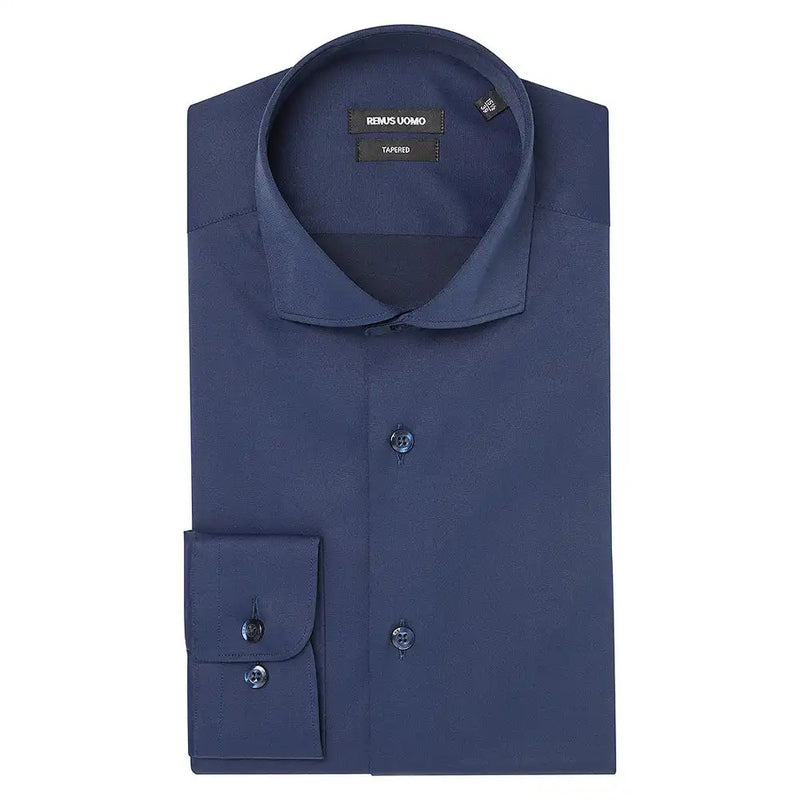 Remus Uomo Tapered Fit Stretch Formal Shirt Navy Northern Ireland