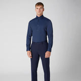 Remus Uomo Tapered Fit Stretch Formal Shirt Navy Northern Ireland