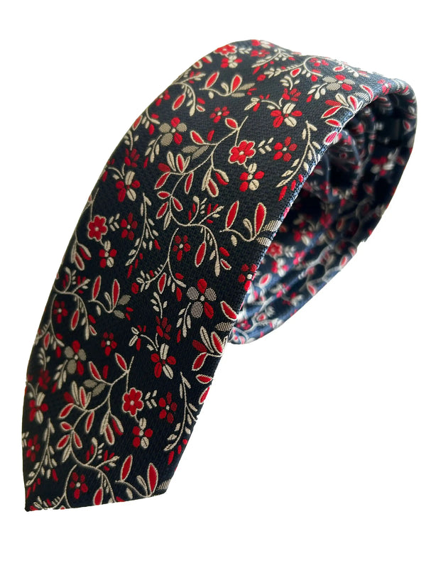 Remus Uomo Tie & Pocket Sqaure Set Floral Navy Northern Ireland