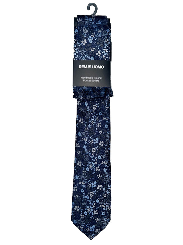 Remus Uomo Tie & Pocket Square Set Dark Blue Northern Ireland Belfast