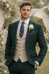 Remus Uomo Tie & Pocket Square Set Dark Green/Navy Floral Northern