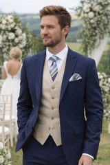 Remus Uomo Tie & Pocket Square Set Navy/Blue/Green Stripe Northern
