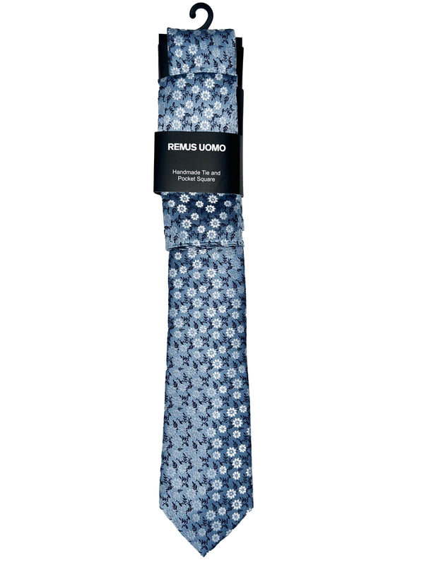 Remus Uomo Tie & Pocket Square Set Sky Blue Northern Ireland Belfast