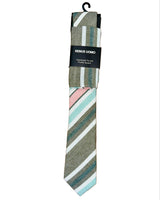 Remus Uomo Tie & Pocket Square Set Sky Green/Pink Stripe Northern