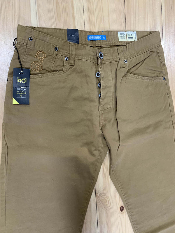 Ripstop Mens Khaki Jeans Straight Leg 36W 32L