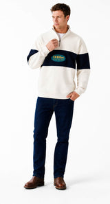 RM Williams 90s Logo 1/4 Zip Sweatshirt Ecru Northern Ireland Belfast