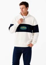 RM Williams 90s Logo 1/4 Zip Sweatshirt Ecru Northern Ireland Belfast