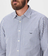 RM Williams Augusta Classic Poplin Shirt White/Blue Northern Ireland