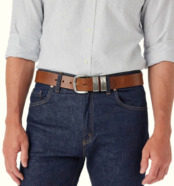 RM Williams Drover Belt Caramel/Silver Northern Ireland Belfast