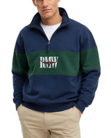 RM Williams Heritage Panel Quarter Zip Sweatshirt Worker Blue