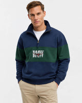 RM Williams Heritage Panel Quarter Zip Sweatshirt Worker Blue