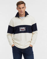 RM Williams Heritage Panel Rugby Top Ecru Navy Northern Ireland