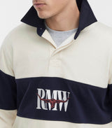 RM Williams Heritage Panel Rugby Top Ecru Navy Northern Ireland