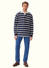 RM Williams Mens Brunswick Rugby Top Navy/Sand Northern Ireland