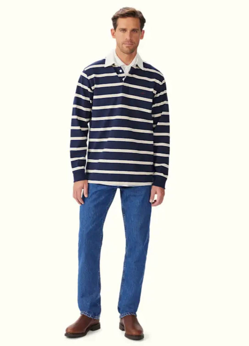 RM Williams Mens Brunswick Rugby Top Navy/Sand Northern Ireland