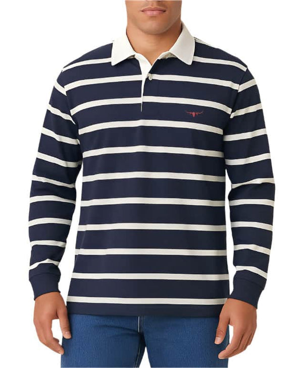 RM Williams Mens Brunswick Rugby Top Navy/Sand Northern Ireland