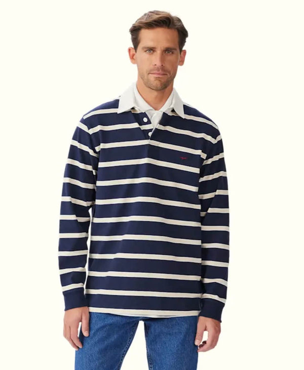 RM Williams Mens Brunswick Rugby Top Navy/Sand Northern Ireland