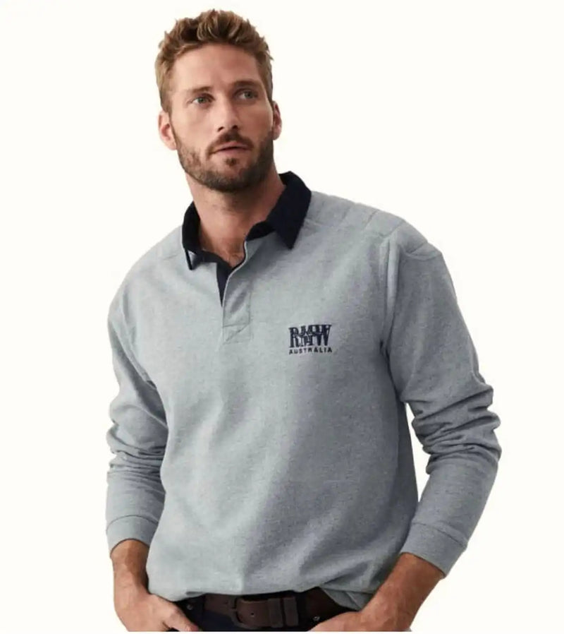 RM Williams Mens Classic RMW Rugby Top Grey/Navy Northern Ireland