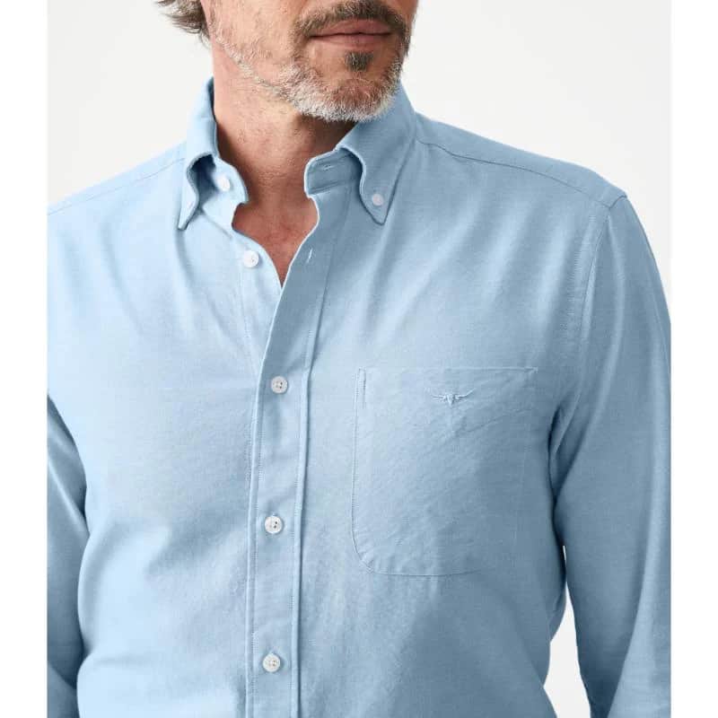 RM Williams Mens Collins Button Down Shirt Light Blue Northern