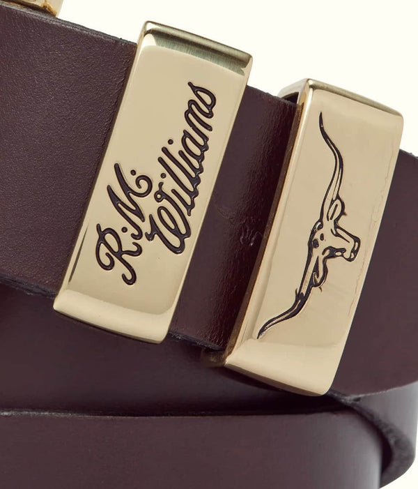 RM Williams Mens Drover Belt Chestnut / Gold Northern Ireland Belfast