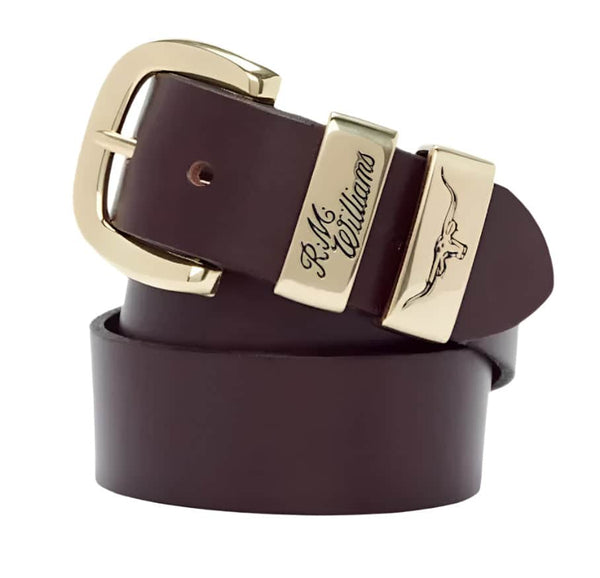 RM Williams Mens Drover Belt Chestnut / Gold Northern Ireland Belfast