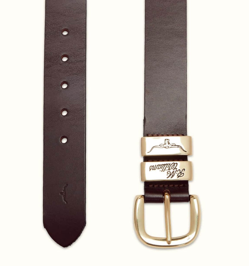 RM Williams Mens Drover Belt Chestnut / Gold Northern Ireland Belfast