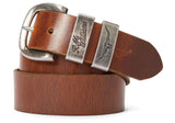 RM Williams Mens Drover Belt Mid Brown/Silver Northern Ireland Belfast