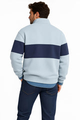 RM Williams Mens Heritage Panel Quarter Zip Sweatshirt Sky Blue