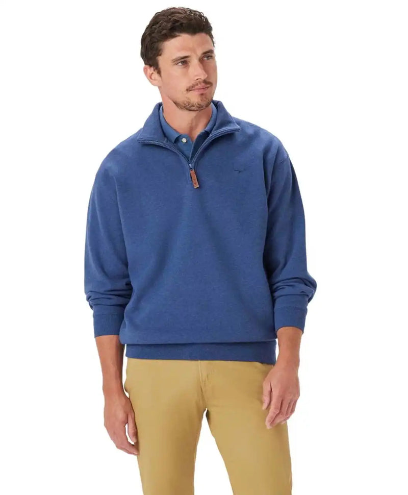 RM Williams Mens Mulyungarie Half Zip Sweatshirt Blue Marl Northern