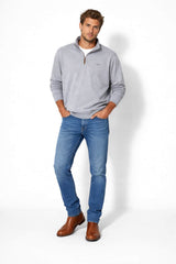 RM Williams Mens Mulyungarie Half Zip Sweatshirt Grey Marl Northern