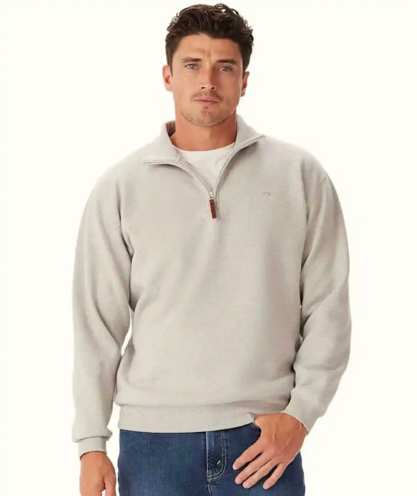 RM Williams Mens Mulyungarie Half Zip Sweatshirt Grey Marle Northern