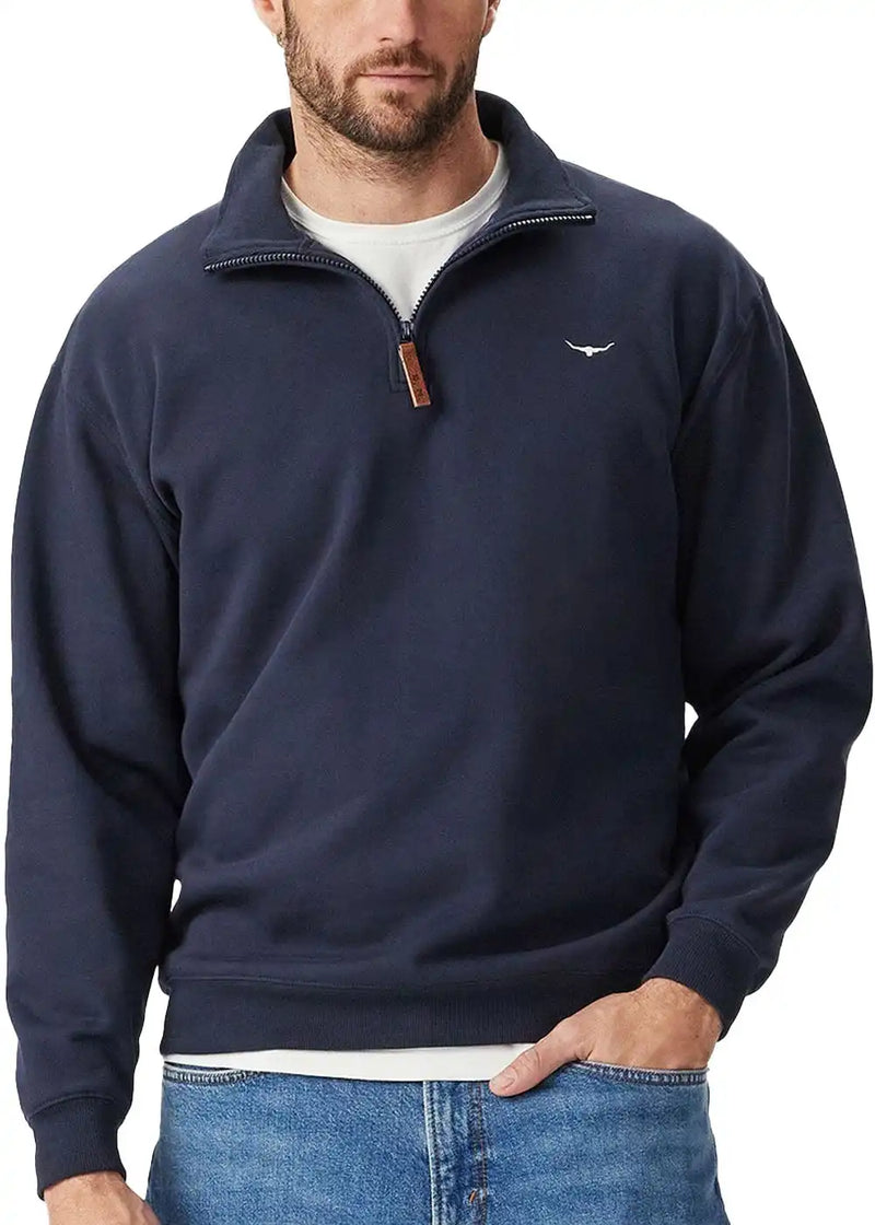 RM Williams Mens Mulyungarie Half Zip Sweatshirt Navy Northern