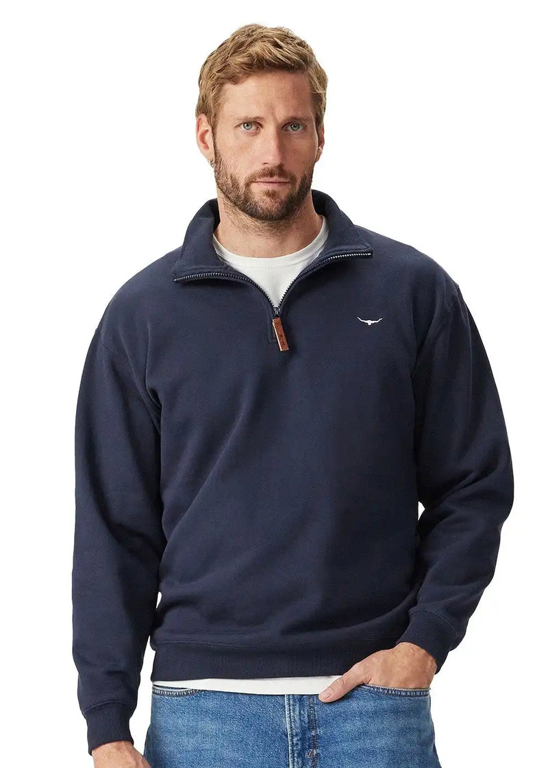 RM Williams Mens Mulyungarie Half Zip Sweatshirt Navy Northern