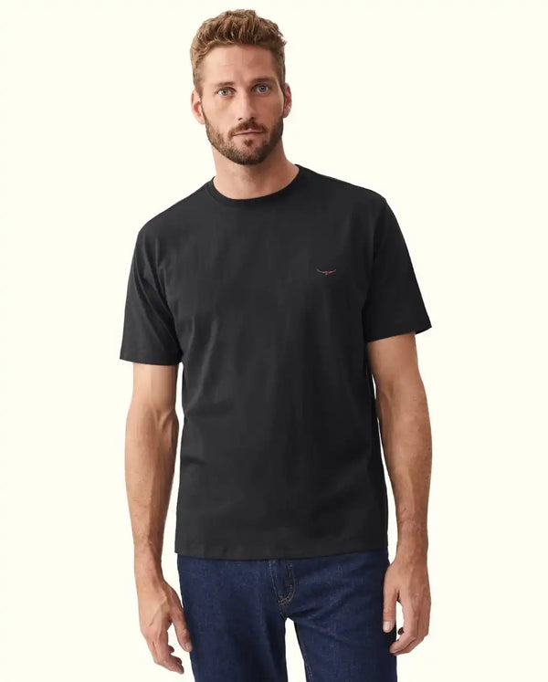 RM Williams Mens Parson T-Shirt Black/Chestnut Northern Ireland