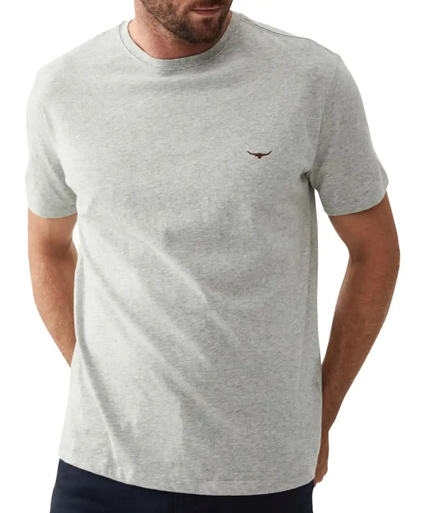 RM Williams Mens Parson T-Shirt Grey Marl/Chestnut Northern Ireland