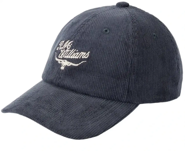 RM Williams Mens Script Longhorn Cord Baseball Cap Navy Northern