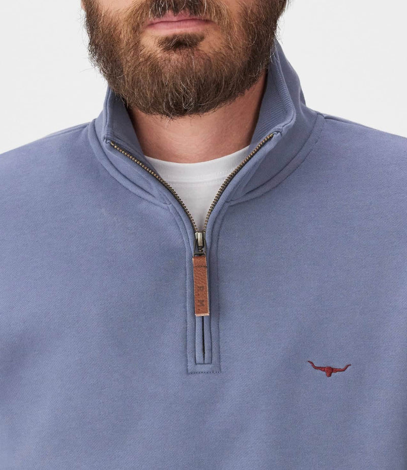 RM Williams Mulyungarie 1/4 Zip Sweatshirt Vintage Indigo Blue