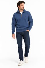 RM Williams Mulyungarie Half Zip Sweatshirt Mid Blue Northern Ireland