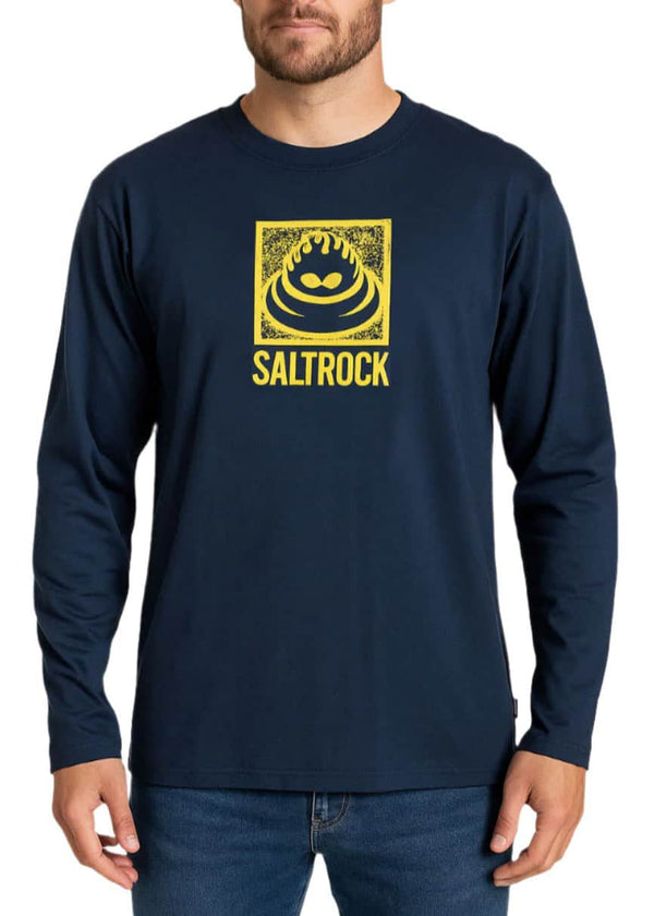 Saltrock Mens Box Stamp Logo LS T-Shirt Dress Blues Northern Ireland