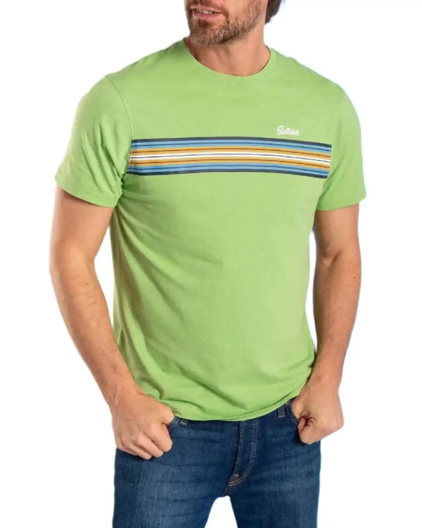 Saltrock Mens Classic Stripe T-Shirt Light Green Northern Ireland