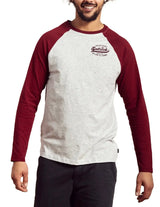 Saltrock Mens Home Run Raglan Long Sleeve T-Shirt Dark Red Northern