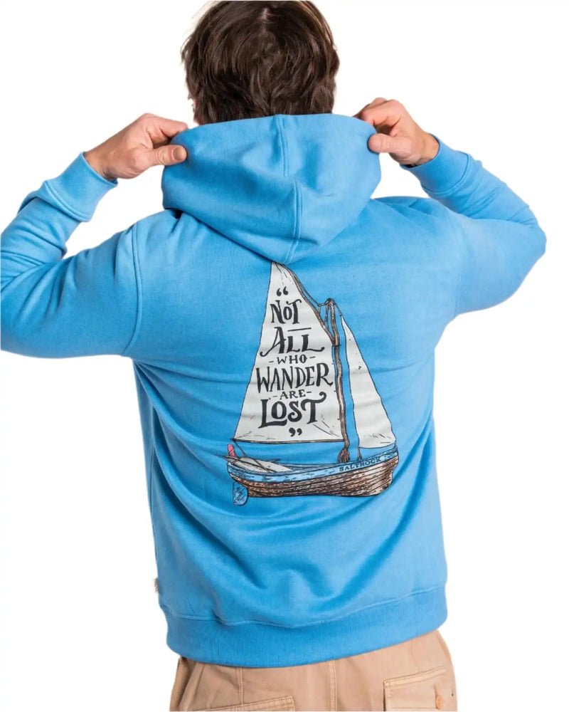 Saltrock Mens Lost Ships Pop Hoodie Light Blue Northern Ireland