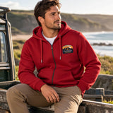 Saltrock Mens Mountain Badge Classic Zip Hoodie In Dark Red Northern