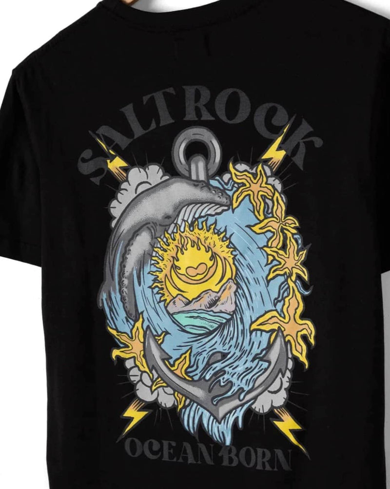Saltrock Mens Ocean Born T-Shirt Black Northern Ireland Belfast