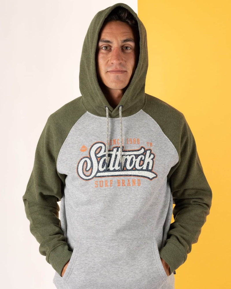 Saltrock Mens Pitcher Pop Hoodie Dark Green/Grey Northern Ireland