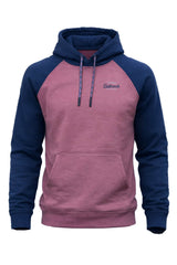 Saltrock Mens Postcard Script Raglan Pop Hoodie in Dark Pink/Blue