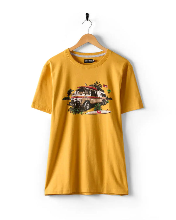 Saltrock Mens Retro Camper T-Shirt Gold Northern Ireland Belfast